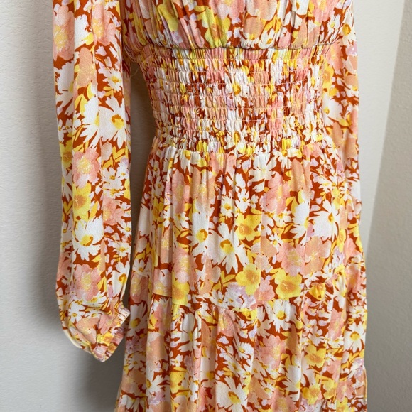 L*Space Floral Smocked Balloon Sleeves Cassidy Mini Dress in What In Carnation - Picture 7 of 12